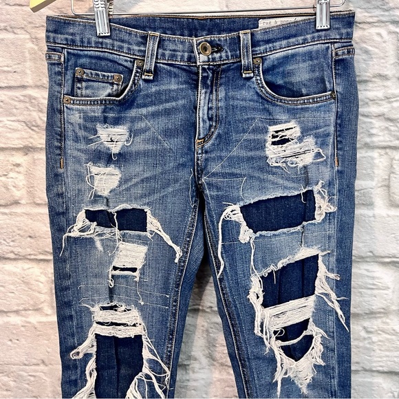 Rag & Bone Women’s 26” Dre Ada Brigade Distressed Blue Skinny Jeans W1590K510ADB - Picture 3 of 13